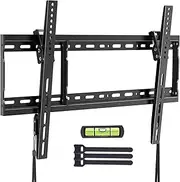 ERGO TAB Tilt TV Wall Mount Bracket, Low Profile, 37-75 Inch LED LCD OLED Plasma Flat Curved Screen TVs, Fits 16-24 Inch Wood Studs, Max VESA 600x400mm, 132lbs, Black