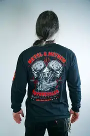 Lethal Threat Metal Mayhem Skulls Motorcycle Longsleeve T-shirt M L XL 2XL 3XL