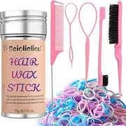 Hair Wax Stick Accessories, 500 PCS Colorful Hair Elastics for Kids Women, 3 Pcs Hair Brush for Girls, 2 Hair Loop Styling Tools
