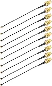 10Pcs SMA to IPX (U.FL) Extension Cable, Antenna Feeder Sensor Face Recognition 10cm, Small Size, Fast Counting, High Accuracy, for RF Loop of Microwave Equipment and Digital