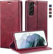 [GoshukunTech] Wallet Case for Galaxy S21,for Samsung Galaxy S21 5G Leather Flip Case with RFID Blocking Card Holders Stand Feature Cash Pocket Magnetic Cover[Wine red]