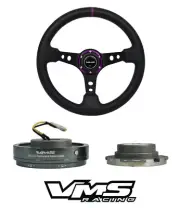 VMS RACING UNIVERSAL PURPLE STEERING WHEEL & GUNMETAL QUICK RELEASE KIT (for: Honda Civic)