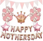 Mothers Day Party Balloons Kit Decorations Pink HAPPY MOTHERS DAY Letter Aluminum mold Balloon Set - Best Mom Ever Decorations Mothers Birthday Party