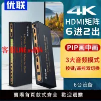 在飛比找樂天市場購物網優惠-優聯 HDMI數字矩陣6進2出視頻切換高清4K分配器音頻分離