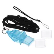 Plastic Sports Whistle with Lanyard and Mouth Grip, Super Loud, Light Blue