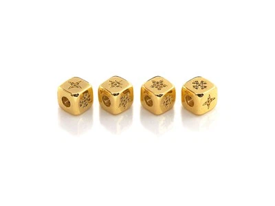 CZ Micro Pave North Star Dice Spacer Beads, Five Star Cubic Zirconia Cube