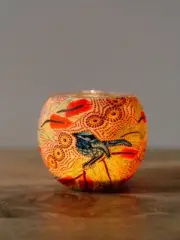 Aboriginal Blue Wren Tealight Candle Holder by Koh Living
