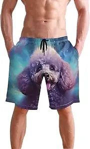 [XYMZR] Poodle Blue Galaxy Men's Swim Trunks Quick-Dry Bathing Suit Swimming Board Shorts S