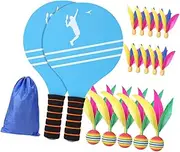 Oshhni 2Pcs Badminton Set Shuttlecock and Racket Set Gift Strength Garden Badminton Racket Indoor Badminton Kit for Indoor Children