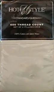 Hotel Style 600 Thread Count Cotton Grey Pumice Pillowcase Set Standard / Queen