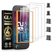 Auarte Screen Protector Compatible with Nintendo Switch 2, 4 Pack Tempered Glass Protection Film with Alignment Frame and Dust Plug, 9H Hardness, Transparent HD Clear, Anti Scratch, Bubble Free