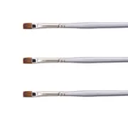 3x Jasart Short Flat Size 1/8 Paint Brush Needle-Fine Oil/Watercolour Red Sable