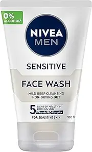 [NIVEA] MEN Sensitive Face Wash 100ml | With Chamomile & Vitamin E | Soap Free Formula | Gentle Cleanser for Men | Relieves Skin Irritation | Removes Dirt & Excess Oil | Mens Sensitive Skin Face Wash