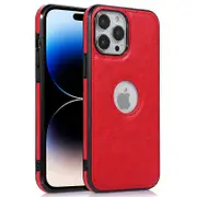Anti-Drop Phone Cover for iPhone 14 Pro Logo View Shockproof Case Soft TPU+PU Phone Case