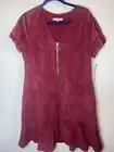 Hope & Harlow Red Corduroy Front Full Zip dress 14 clueless city Phoebe Hippie