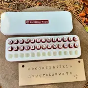Alphabet letter clay stamps with storage box, Courier font, 6mm,