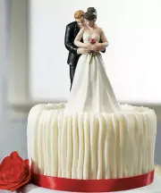 Yes to the Rose Romantic Couple Bride Groom Porcelain Wedding Cake Topper