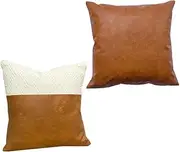HOLIDYOYO 1set Pillow Case Pillow Protector Brown Hug Pillow Covers Sofa Pillow Covers Over The Bed Decor Pillowcase for Home Car Decoration Tablet Pillow Stand Car Pillow Chic Leather 2pcs