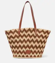 [Missoni] Missoni Zigzag Large leather-trimmed raffia tote bag One Size beige