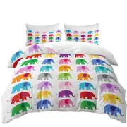 Multi Colored Elephant Pattern Quilt Cover