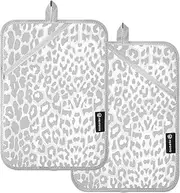 Hot Pot Holder Leopard Print Gray, Household Essentials for New Home Silver Plated Quilted, Great for Cooking Baking BBQ