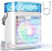 Portable Air Conditioner, 3 Wind Speeds 450 ML USB Personal Mini Air Conditioner, Quiet Evaporative Air Cooler with 7 Color Light, Portable Ac Unit Fan for Office Bedrooom Home