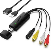 DIGITNOW! USB Audio Video Capture Card,RCA/AV to USB Converter DigitalAdapter and Digitize Edit Video from Any Analog Source Including VCR VHS TV DVD