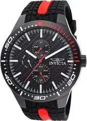 Invicta Racing GMT Day/Date Silicone Strap Black Dial Quartz INV47553 Mens Watch