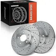 A-Premium 11.93 inch (303mm) Front Drilled and Slotted Disc Brake Rotors Compatible with Select Chevy and Buick Models - Impala 2006-2013, Impala Limited 2014-2016, Monte Carlo, Lucerne, 2-PC Set