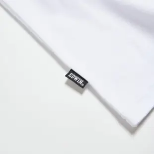 【EDWIN】男裝 高低差LOGO短袖T恤(白色)