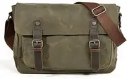 [TRICIA] Canvas Messenger Bag, Large Crossbody Bag for Men, Casual Shoulder Bag for Work Daily, Army Green