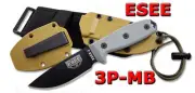 ESEE Model 3 Black Blade, Coyote Brown Sheath, MOLLE Back, Clip Plate, 3P-MB NEW