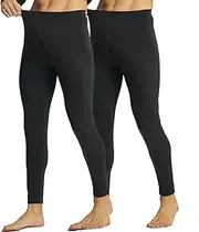 [YUSHOW] 2 Pack Mens Thermal Long Johns Thermal Underwear for Men Soft Base Layer Thermal Pants Winter Warm Bottoms for Cold Weather