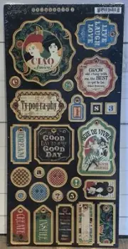NEW Graphic 45 **TYPOGRAPHY** Chipboard #1 Scrapbooking Joie De Vivre Ciao