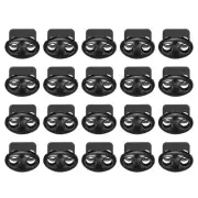 20Pcs Alloy Spring Cord Lock Ends Toggle for Shoelaces Black 17x15x7mm