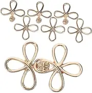 [SHERCHPRY] 4 Pairs of Vintage Metal Chinese Hanfu Buttons Shawl Clasp Buckles Gold Silver Clip for Diy Craft Decorative