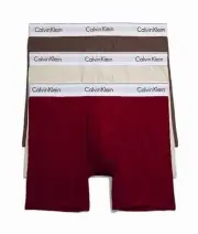 Calvin Klein Modern Cotton Stretch 3-Pack Boxer Brief (Burgundy, Beige, Brown)