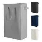 45L Slim Laundry Hamper Handles Collapsible Laundry Basket Thin Dark Grey