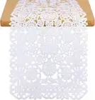 14 X 84 Inches Mexican Party Table Runner White Papel Picado Tablecloth Runner F