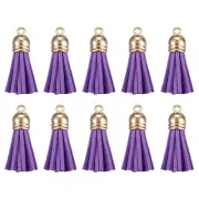 120Pcs Leather Tassel Keychain Charm Bulk with Cap to Jewelry Making Dark Purple
