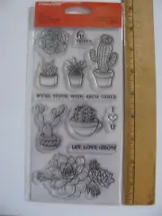 Fiskars Clear Stamps STUCK WITH EACH OTHER Plants Love 11 Pieces NOS