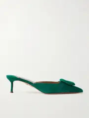 [Aquazzura] Aquazzura - The Hoop 50 Suede Mules - Emerald - IT39 IT 39 Green