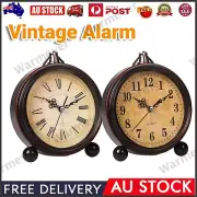 Vintage Retro Alarm Clock with Night Light Non Ticking Analog Small Table Clock