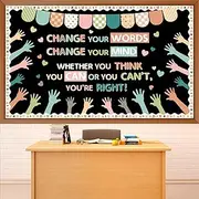 Growth Mindset Bulletin Board Decorations Positive Sayings Accent Cutouts Change Your Mindset Motivational Wall Decor Inspirational Banners Change Your Words Signs for Teacher Classroom Nursery School