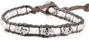 [KELITCH] Skull Wrap Bracelets for Women Braided Crystal Beaded Bracelets on Natural Leather