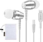 LUDOS OMNITONE USB C Headphones, 5 Years Warranty, USB-C Earbuds for iPhone 16 15 Pro Max Plus Samsung Galaxy S24 S23 Ultra S22 S21 FE S20 Z Flip 3 Fold 4 A53 A54 iPad, USB Type C Earphones - White