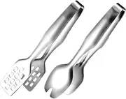 2-in-1 Food Tongs Set Steak Clips Biscuit Tong Stainless Steel for Cooking Buffet