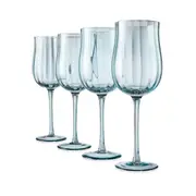 4 Green Tulip Wine Glasses
