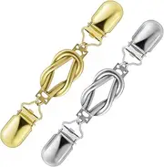 [Pinyenr] Pack of 2 Cardigan Clip Waist Clip Cardigan Clips Clothes Clip Sweater Clips Scarf Clips for Clothes Golden and Silver, one size, Metal