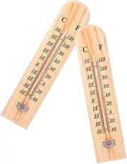 VICASKY 2 Pack Wooden Indoor/outdoor Thermometers Wall-mounted Weatherproof Analog Digital Gauge for Greenhouse